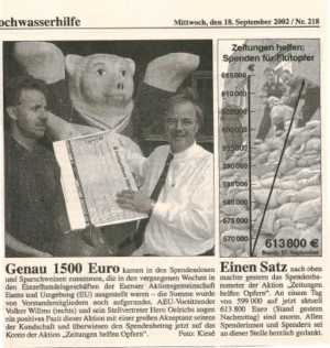 Zeitungen helfen Opfern