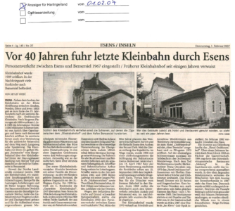 Bahnverbindung Esens-Bensersiel