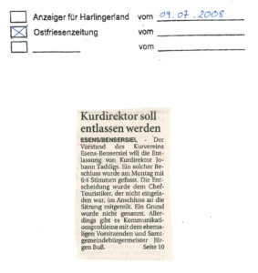 Kurdirektor soll entlassen werden