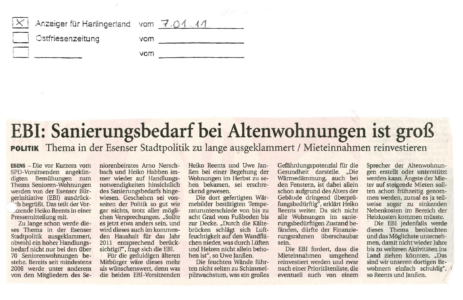 Sanierungsbedarf bei Altenwohnungen