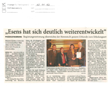 Urkunde zum Erholungsort