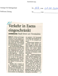 Verkehr in Esens eingeschränkt