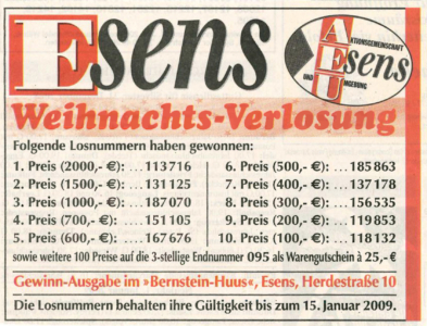 Weihnachtsverlosung