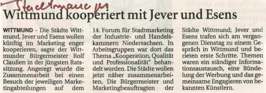 Wittmund kooperiet mit Esens und Jever